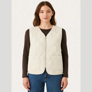 Forever 21 Quilted Vest - Women's L - White Activewear